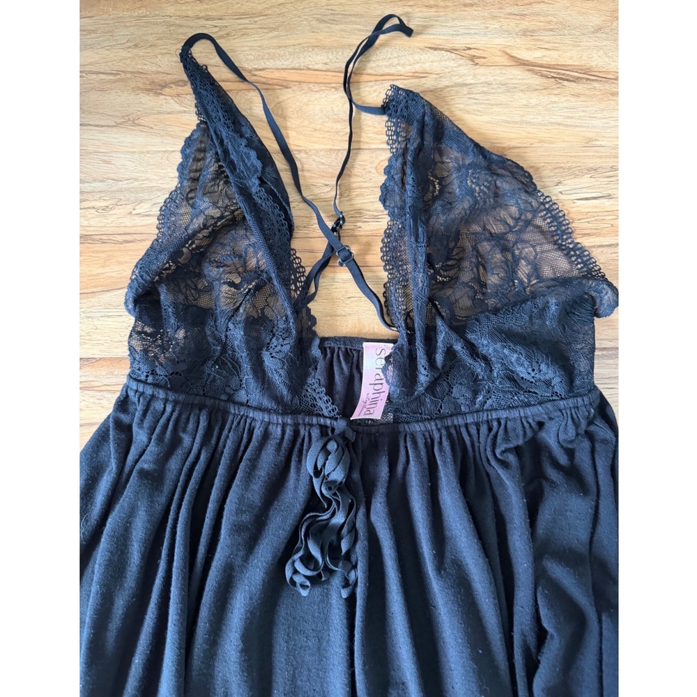 Seraphina by Leg Avenue‎ Black Lace Long Nightgown Slit Sleepwear Dress Medium